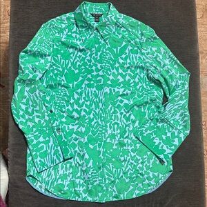 ST.JOHN Vibrant Green and blue Floral Shirt size M